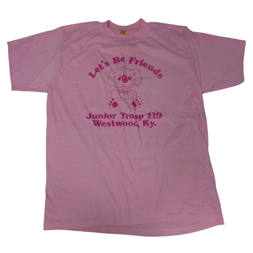 Vintage T-Shirt L Pink Let's Be Friends Junior Troop 119 Westwood KY Koala READ